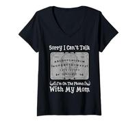 Donna Sorry I Can't Talk I'm On The Phone with My Mom Ouija Board Maglietta con Collo a V