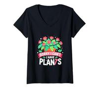 Donna Sorry I Have Plants Divertente Amante delle Piante Giardinaggio Botanico Maglietta con Collo a V