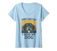 Donna Sorry I Have to Go I Miss My Dog Bassotto Retro Maglietta con Collo a V