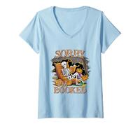 Donna Sorry I'm Booked Camicia Scheletro Zucca Patch Ghost Fall Maglietta con Collo a V
