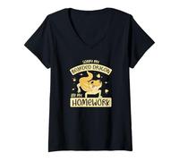 Donna Sorry My Bearded Dragon Ate My Homework Drago Barbuto Maglietta con Collo a V