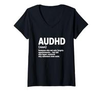 Donna Sostantivo AuDHDH neurodivergente per la consapevolezza dell'autismo Maglietta con Collo a V