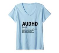 Donna Sostantivo AuDHDH neurodivergente per la consapevolezza dell'autismo Maglietta con Collo a V