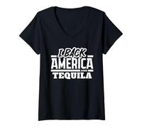 Donna Sostengo l'orgoglio Patriottico del Bere America e Tequila Maglietta con Collo a V