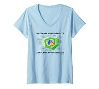 Donna Sostenibilità Mangia Piante e Vai alla biologia vegetariana Maglietta con Collo a V