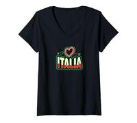 Donna Sostenitore Italia Maglietta con Collo a V