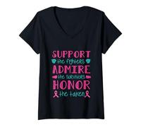 Donna Sostieni Ammira Onore The Taken Pink Ribbon Fighter Survivor Maglietta con Collo a V