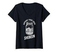 Donna Sostieni la Tua Notte Locale Shebeen Pub Mason Jar Maglietta con Collo a V