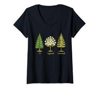 Donna Sottile abete corniolo Tamarack Trees Anti Trump amante della natura Maglietta con Collo a V