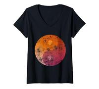 Donna Sottile, Lesbiche Orgoglio Bandiera Yin-Yang Vintage Maglietta con Collo a V