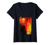 Donna Sottile Linea Rossa Bandiera Americana Pompiere Design Onore Coraggio Maglietta con Collo a V