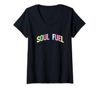 Donna Soul Fuel Ispirazionale Motivazionale Ottimista Maglietta con Collo a V