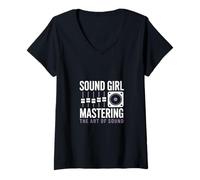 Donna Sound Girl Padroneggiare L'arte Del Suono Ingegnere Audio Maglietta con Collo a V