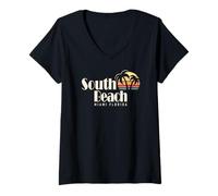 Donna South Beach vintage Maglietta con Collo a V