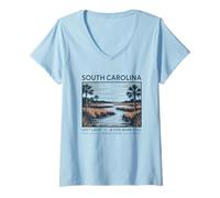 Donna South Carolina Soft Light Tide-Born Ancora Maglietta con Collo a V