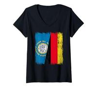 Donna South Dakota Germania Mezza Bandiera del Sud Dakotan Patrimonio Tedesco Maglietta con Collo a V