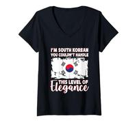 Donna South Korea Flag Elegant South Korean Boyfriend Girlfriend Maglietta con Collo a V