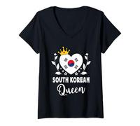 Donna South Korean Queen South Korea Flag Proud South Korean Woman Maglietta con Collo a V