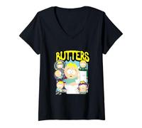 Donna South Park Butters Character Spray Paint Logo Maglietta con Collo a V