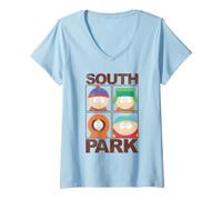 Donna South Park Character Grid Distressed Funny Cartoon Maglietta con Collo a V