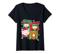 Donna South Park Christmas Eric Stan Kyle & Kenny Festive Costumes Maglietta con Collo a V