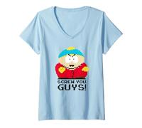 Donna South Park Eric Cartman Fanculo Ragazzi Divertente Classico Posa Maglietta con Collo a V