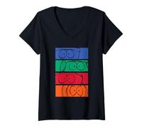 Donna South Park Eyes Colorblock Pop Art Funny Cartoon Maglietta con Collo a V