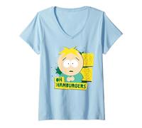 Donna South Park Kyle Hamburgers Commedia Shock Pose Retro Cartoon Maglietta con Collo a V