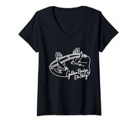 Donna Souvenir artistico a forma di cuore firmato Golden Bridge, Da Nang, Vietnam Maglietta con Collo a V