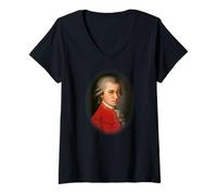 Donna Souvenir Classico da Viaggio con Ritratto di Vienna Austria di Mozart Maglietta con Collo a V