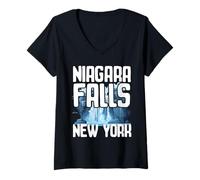 Donna Souvenir, Cool Cliffside Artwork Group, New York, Niagara Falls Maglietta con Collo a V