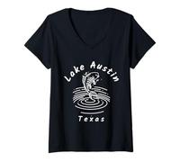 Donna Souvenir del Lago Austin Texas Maglietta con Collo a V