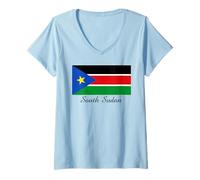 Donna Souvenir della Bandiera del Sud Sudan Maglietta con Collo a V