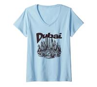 Donna Souvenir delle Vacanze a Dubai City Maglietta con Collo a V