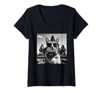 Donna Souvenir di Cat Khmer e tempio cambogiano di Angkor Wat Maglietta con Collo a V
