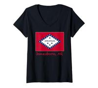 Donna Souvenir di Jonesboro Arkansas USA Maglietta con Collo a V