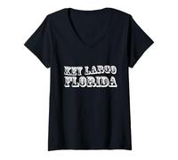 Donna Souvenir di Key Largo Florida USA Maglietta con Collo a V