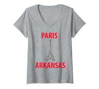Donna Souvenir di Parigi Arkansas USA Maglietta con Collo a V