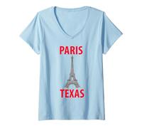 Donna Souvenir di Parigi Texas USA Maglietta con Collo a V