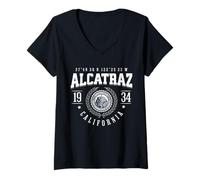 Donna Souvenir di San Francisco della prigione dell'isola di Alcatraz California Maglietta con Collo a V