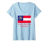 Donna Souvenir di Sandy Springs Georgia State Flag USA Maglietta con Collo a V
