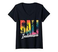Donna Souvenir di Vacanze a Bali Indonesia Maglietta con Collo a V
