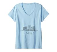 Donna Souvenir di viaggio degli Stati Uniti dell'orizzonte del Texas di Dallas-Fort Worth Maglietta con Collo a V