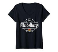Donna Souvenir di Viaggio della Città di Heidelberg Germania Maglietta con Collo a V