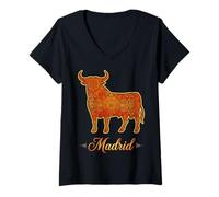 Donna Souvenir di Viaggio di Madrid Spagna Maglietta con Collo a V