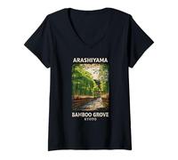 Donna Souvenir di viaggio in Giappone nella foresta di Kyoto di Arashiyama Bamboo Grove Maglietta con Collo a V