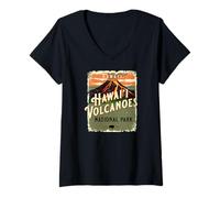Donna Souvenir di Viaggio Vintage del Parco Nazionale dei Vulcani delle Hawaii USA Maglietta con Collo a V
