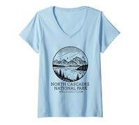 Donna Souvenir di Washington del Parco Nazionale delle cascate Nord Maglietta con Collo a V