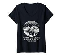 Donna Souvenir di Washington del Parco Nazionale delle cascate Nord Maglietta con Collo a V