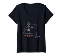 Donna Souvenir Divertente da Uomo New York, NY Boys New York Maglietta con Collo a V